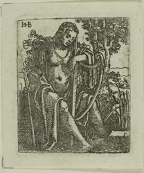 Mujer con un Arpa