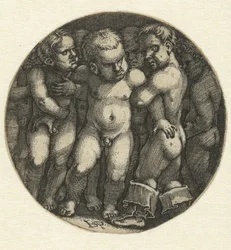 Siete niños desnudos
