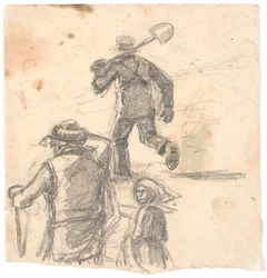 Estudios de figuras para una pintura de incendio