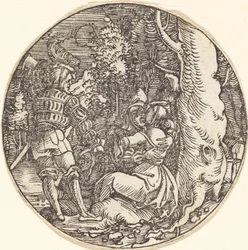 El abrazo (una pareja de amantes junto a un árbol)
