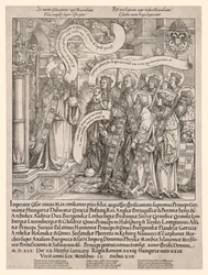 El emperador Maximiliano presentado por sus santos patronos al Todopoderoso, 1519