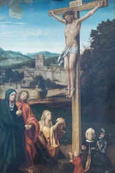 Cristo crucificado con María, san Juan, santa María Magdalena y los patronos