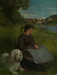 Agathe con un perro blanco