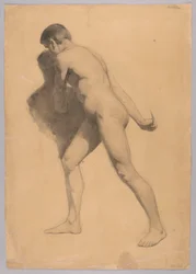 Desnudo masculino de perfil, verso: Desnudo de un hombre sentado