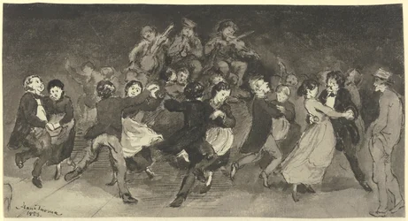 Parejas bailando en una posada