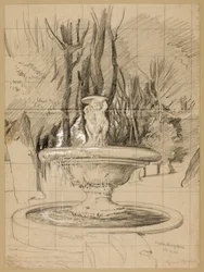 Fuente con putti en el jardín de la Villa Borghese