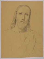 Cabeza de Cristo, reverso: Crucifixión de Cristo