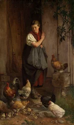 Alimentando a las gallinas