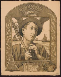 «Merkur Jahrers Regent». Mercurio como señor del año. Bocetos para el «Calendario perpetuo en imágenes», parte II, 1901 (Immerwährender Bilderkalender)