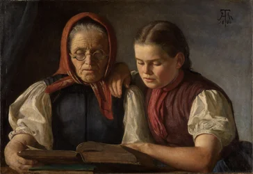 La madre y la hermana del artista leyendo la Biblia
