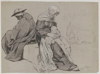 Descanso de la Sagrada Familia durante la huida a Egipto
