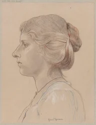 Busto de una joven de perfil