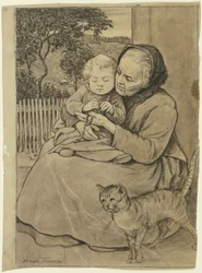 Anciana sentada con niño
