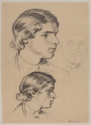 Tres estudios de la cabeza de un hombre joven
