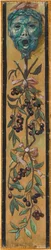 Friso mural de la sala de música de la casa Pringsheim, Múnich: máscara con la boca abierta en un grito, ramas de cerezo. A la izquierda del n.º de inventario 1924