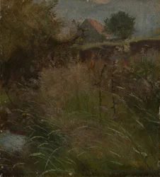 Prado, con una casa de campo al fondo