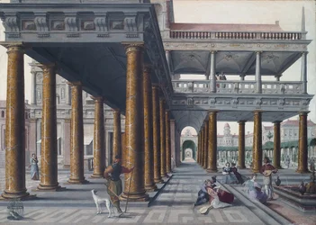 Capricho arquitectónico con figuras