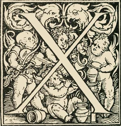 X - Un alfabeto por Hans Weiditz, c. 1520-1521, 1908