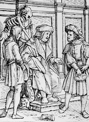 La Muerte y el Juez, de La Danza de la Muerte, grabado por Hans Lutzelburger, c.1538