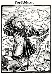 La Muerte y el Noble, de La Danza de la Muerte, grabado por Hans Lutzelburger, c.1538