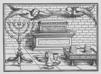 El arca, el propiciatorio, los querubines, la mesa y el candelabro, Éxodo XXV, 21, 22