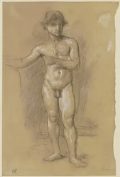Desnudo de un joven de pie