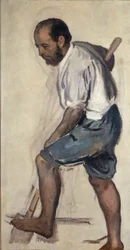 Hombre cavando. Estudio para los frescos de la Estación Zoológica de Nápoles