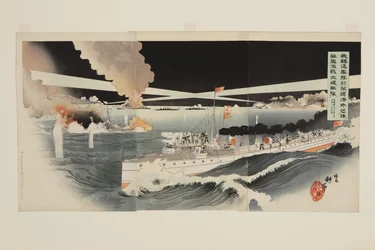Nuestros destructores lucharon ferozmente contra los barcos enemigos fuera del puerto de Arthur y derrotaron a la flota enemiga al amanecer del 13 de abril
