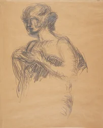 Figura femenina (Besse, esposa del artista). Medio cuerpo, tres cuartos de perfil hacia la izquierda