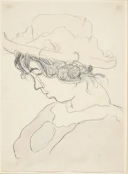 Niña con sombrero rosa, hermana del artista Anna