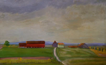 paisaje de campo con granja