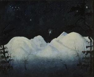 Noches de invierno en la montaña (óleo sobre lienzo)