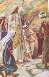 Jesús resucita a Lázaro, ilustración de Harold Copping Pictures: The Crown Series, c.1920s