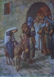 No hay lugar en la posada, ilustración de Harold Copping Pictures: The Crown Series, c.1920s