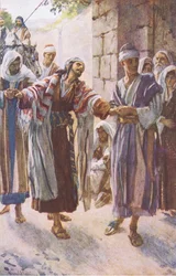 Pablo llevado a Damasco, ilustración de Harold Copping Pictures: The Crown Series, c.1920s