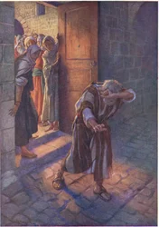 El remordimiento de Pedro, ilustración de Harold Copping Pictures: The Crown Series, c.1920s