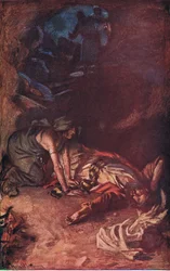 Saúl y la bruja, ilustración de Imágenes que Enseñan La Serie de la Corona, 1920