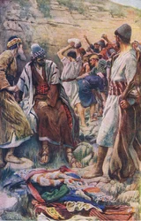 La muerte de Esteban, ilustración de Harold Copping Pictures: The Crown Series, c.1920s