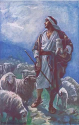 El buen pastor, ilustración de Harold Copping Pictures: The Crown Series, c.1920s