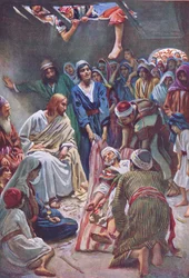 El hombre bajado por el techo, ilustración de Harold Copping Pictures: The Crown Series, c.1920s