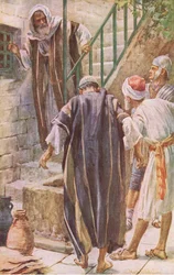 Los mensajeros a Pedro, ilustración de Harold Copping Pictures: The Crown Series, c.1920s