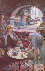 El hombre rico y Lázaro, ilustración de Harold Copping Pictures: The Crown Series, c.1920s