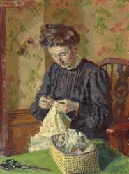 Mujer cosiendo, c. 1908