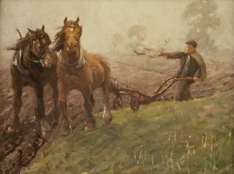 Hombre arando un campo
