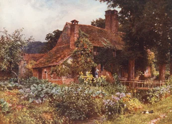 Old Mill Cottages, Abinger (litografía en color)