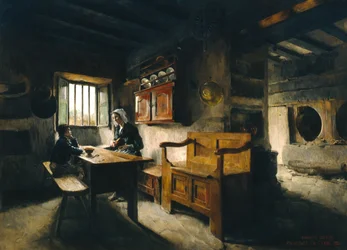 Interior de granja Bretaña (aceite)