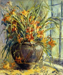 Naturaleza muerta floral (óleo sobre lienzo)