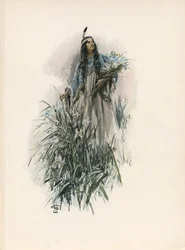 La canción de Hiawatha de Longfellow (litografía en color)