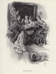 Dos parejas jugando a las cartas en una fiesta nocturna