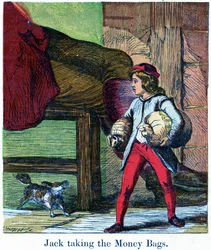 Jack tomando las bolsas de dinero del castillo del Gigante, 1867